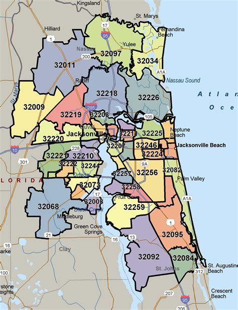 Zip Code Map of Jacksonville Florida